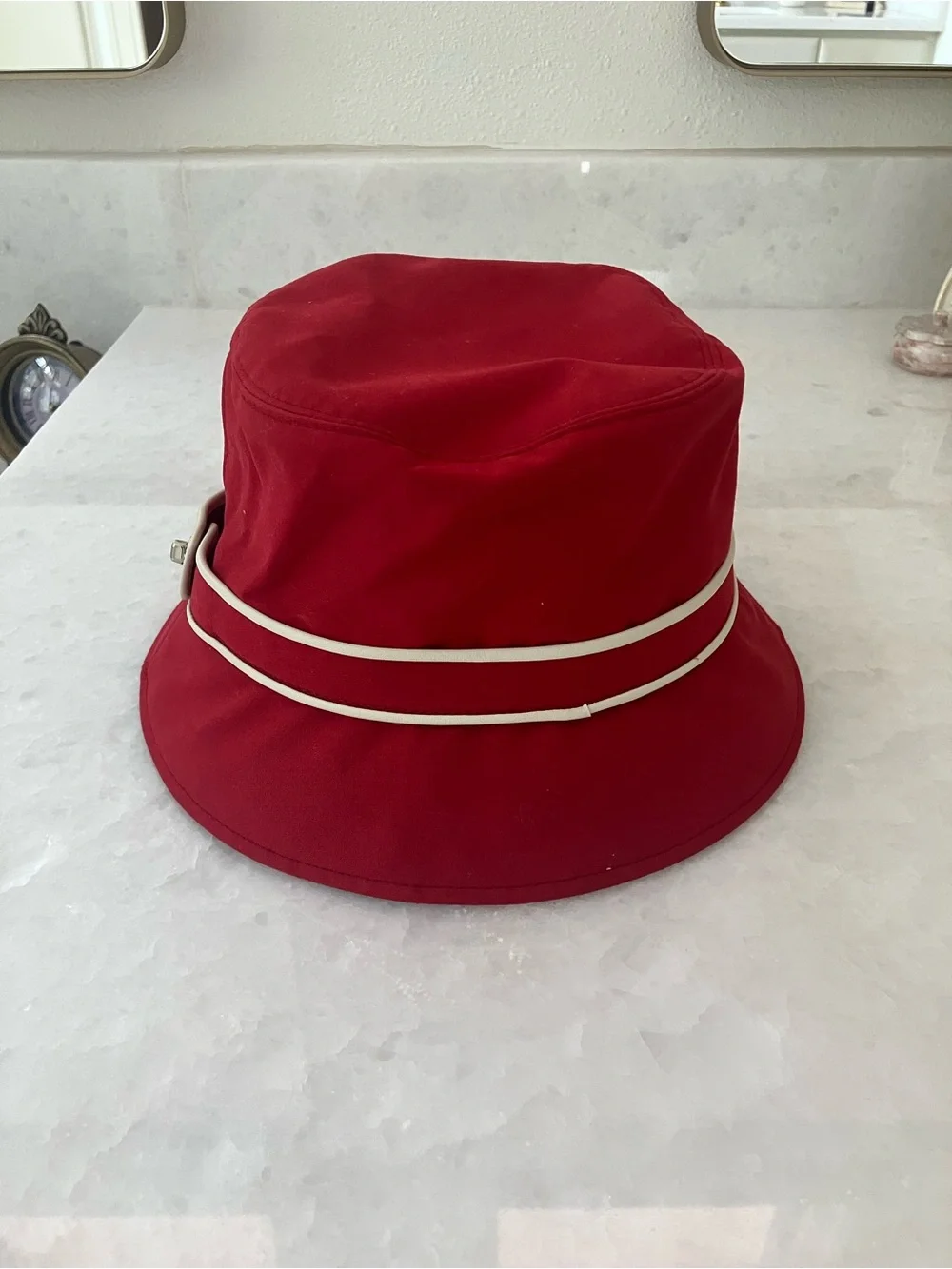 Coach Red Women's Bucket Hat with White Trim-vintage